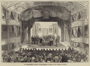 De heer John Mitchel spreekt in het theater in Cork over de verkiezing van Tipperary